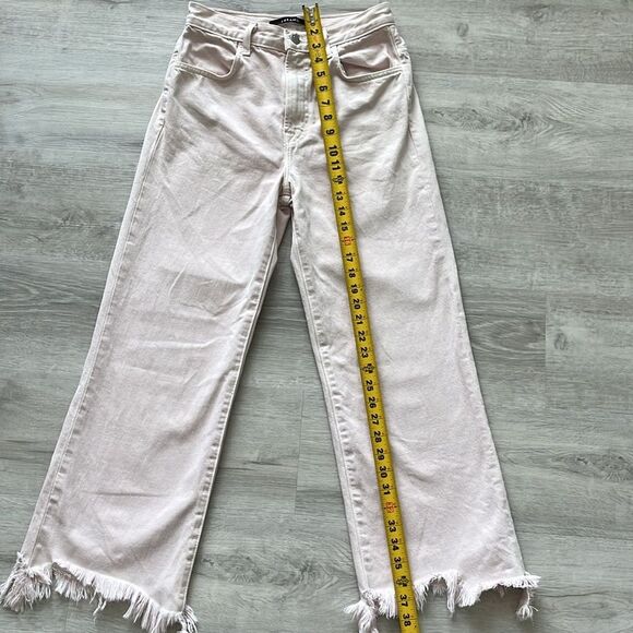 J Brand Joan Crop Denim High Waisted Wide Leg Distressed Uneven Hem - Women’s 27 - Picture 11 of 12